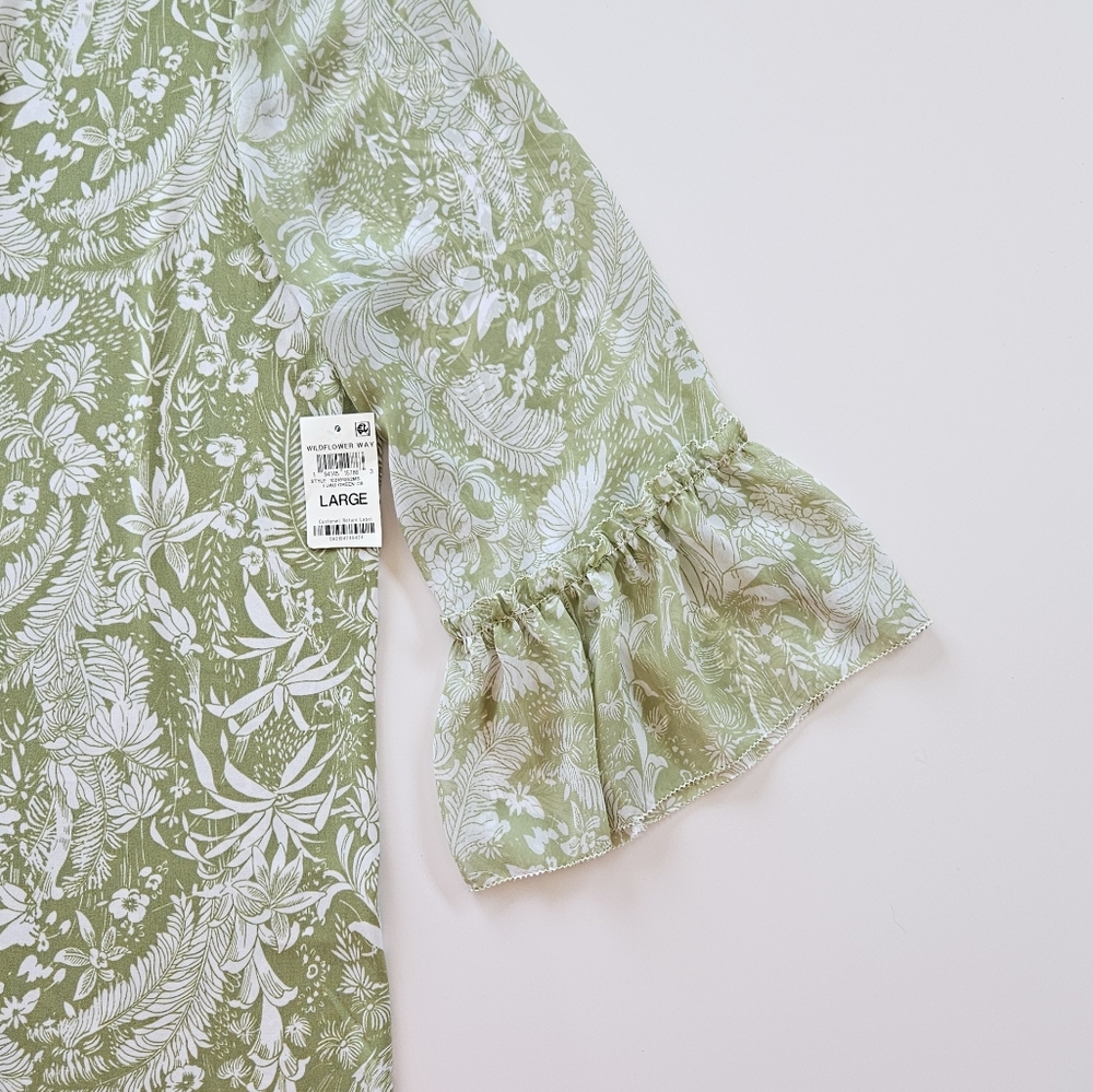 [NWT] Jm Collection Bell Sleeve Green Blouse - Picture 7 of 9